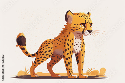 Cheetah cute caracter on white Background. Generative ai