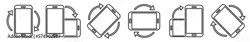 Rotate smartphone icon set in modern flat design isolated on white background, mobile vector illustration for web site or mobile app. Vector illustration