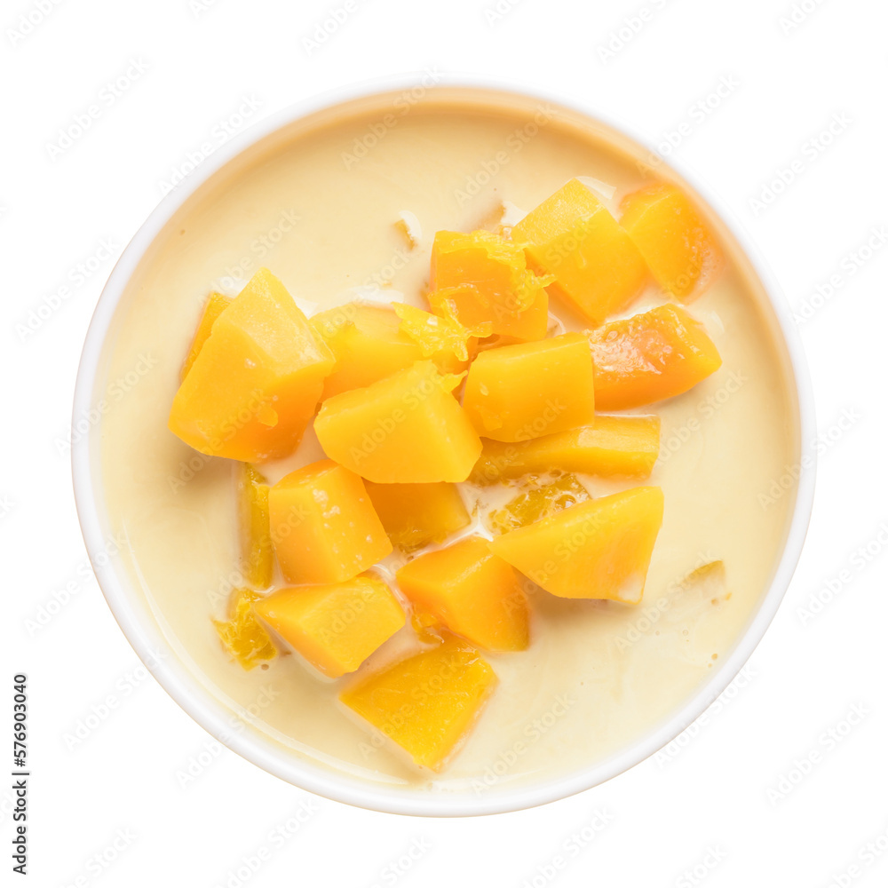 Thai sweet food, pumpkin in sweet coconut milk in a bowl Thai sweet food, pumpkin in sweet coconut milk in a bowl
