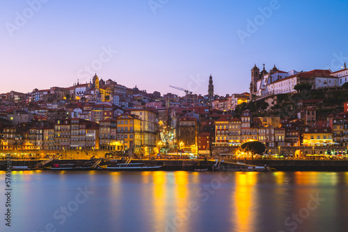 Fototapeta Naklejka Na Ścianę i Meble -  Ribeira Square at Porto by Douro River, Portugal