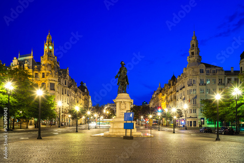 King Peter IV statue at Liberdade Square, Porto, portugal