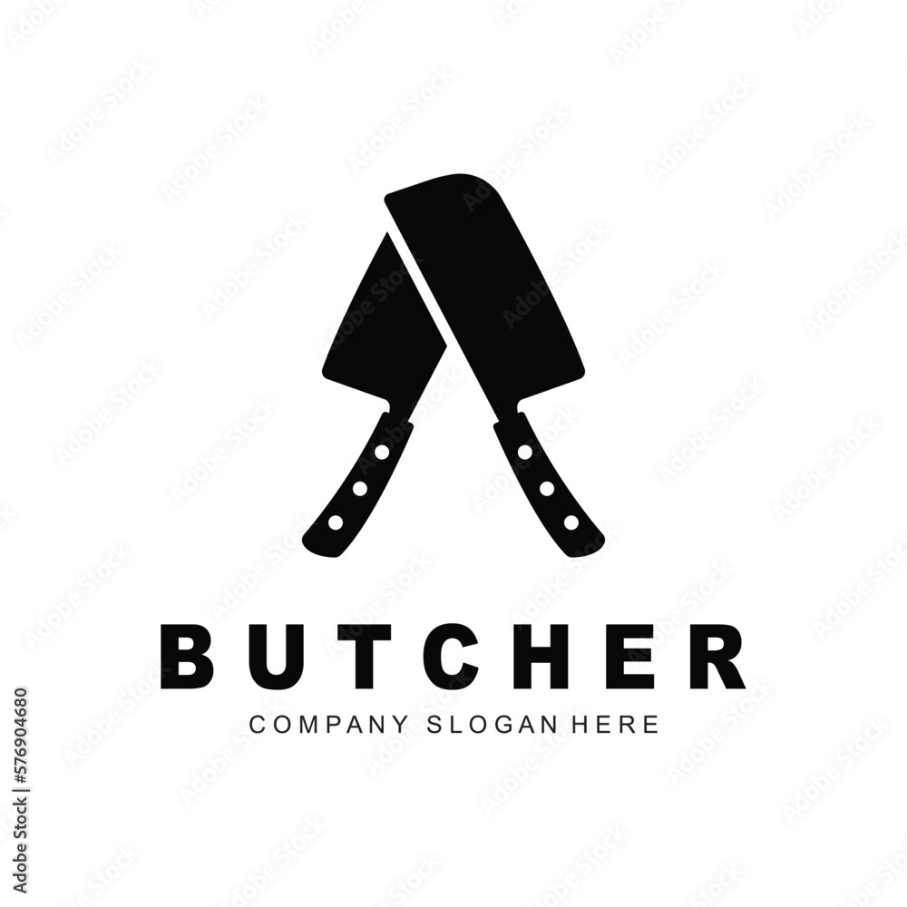 Butcher logo design, Knife Cutting Tool Vector Template, Product Brand Illustration Design For Butcher, Farm, Butcher Shop Butcher logo design, Knife Cutting Tool Vector Template, Product Brand Illustration Design For Butcher, Farm, Butcher Shop