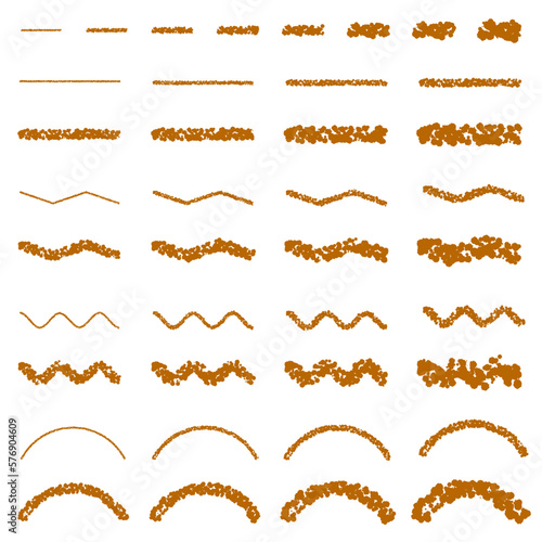 クレヨン素材 手描きの線幅いろいろなストローク装飾セット