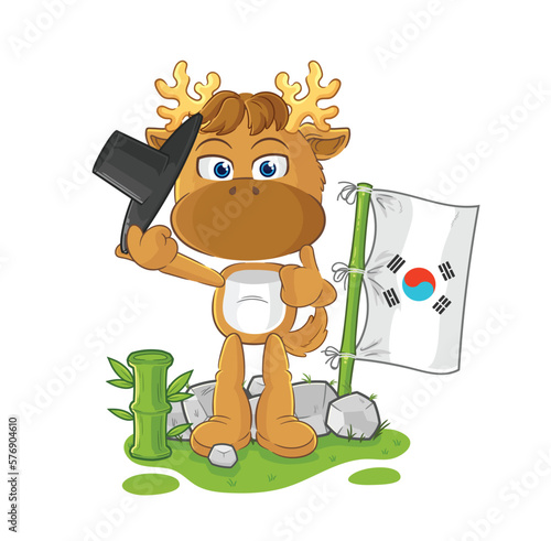 moose korean character. cartoon mascot vector