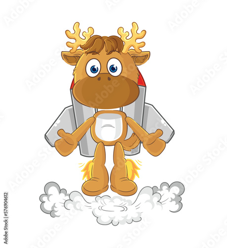 moose with jetpack mascot. cartoon vector
