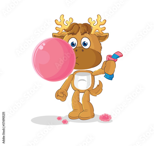moose chewing gum vector. cartoon character