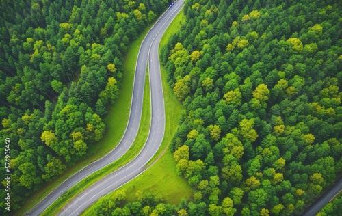 winding road in the forest beautiful background wallpaper Stock photographic Image 