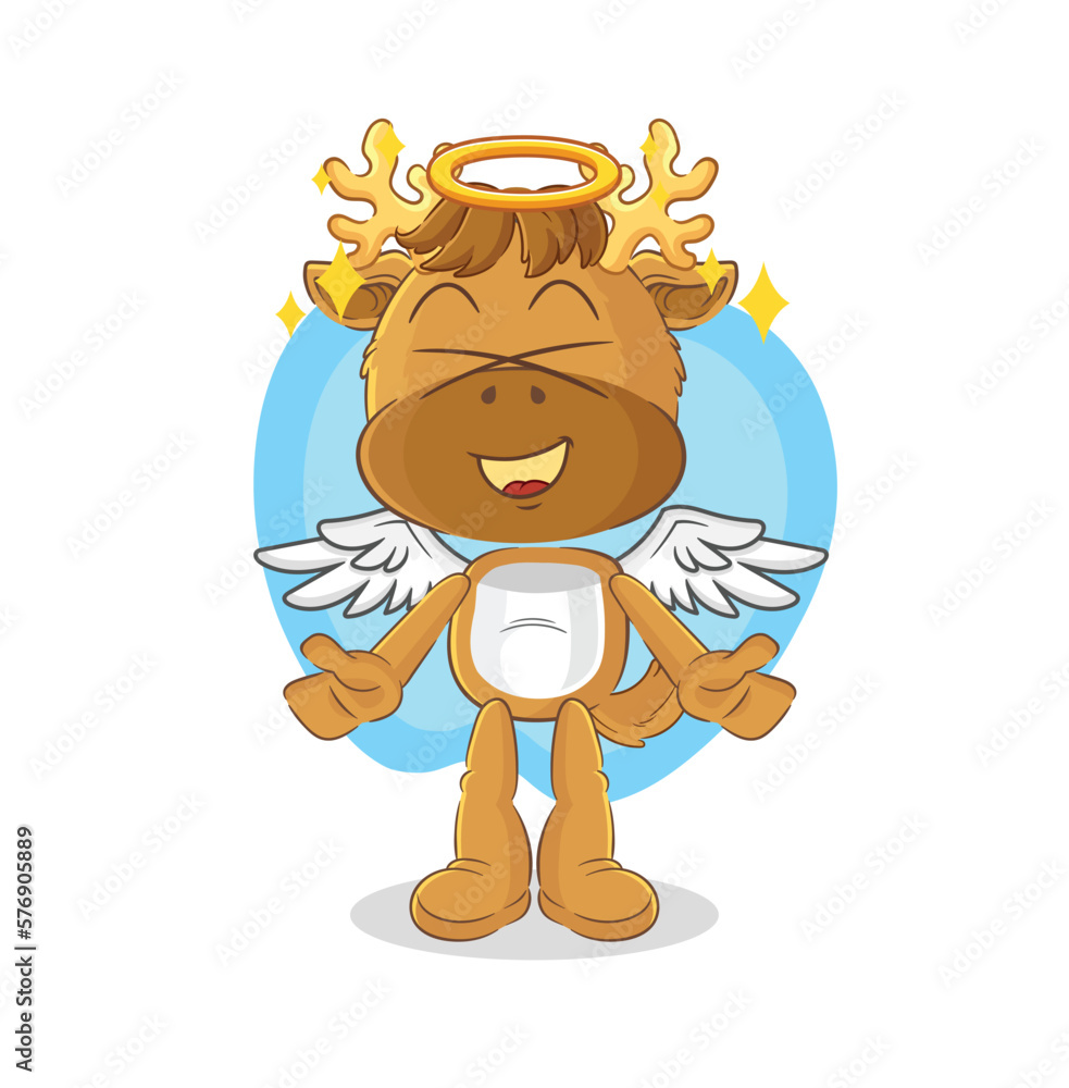 moose angel with wings vector. cartoon character