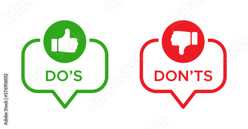Do's and don'ts check mark vector icons