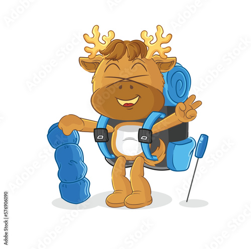 moose go camping mascot. cartoon vector