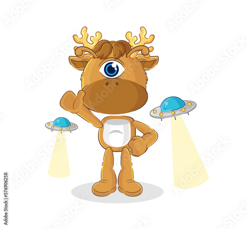 moose alien cartoon mascot vector