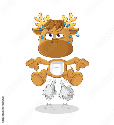 moose fart jumping illustration. character vector
