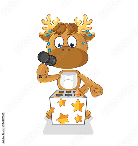 moose play whack a mole mascot. cartoon vector