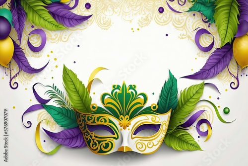Celebrate mardi gras with this colorful carnival face mask background art with f Fototapet