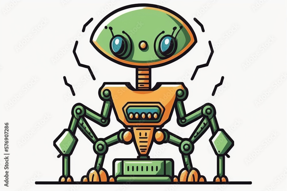 Alien robot icon. Outline vector vector icon alien robot flat color isolated. Illustration, Generative AI Alien robot icon. Outline vector vector icon alien robot flat color isolated. Illustration, Generative AI