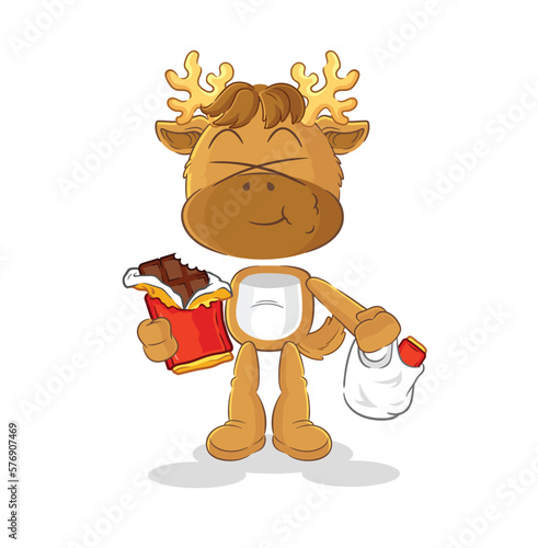 moose eat chocolate mascot. cartoon vector