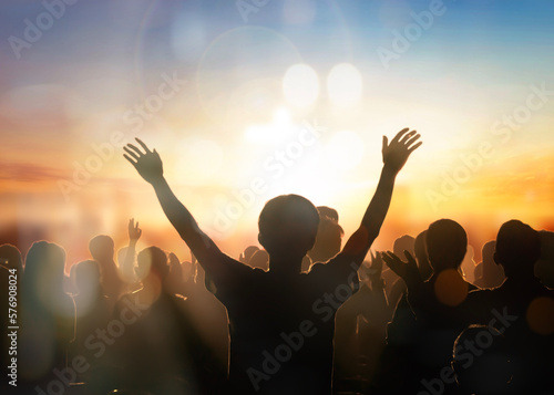 Canvas Print christian concept, Christian worship with raised hands