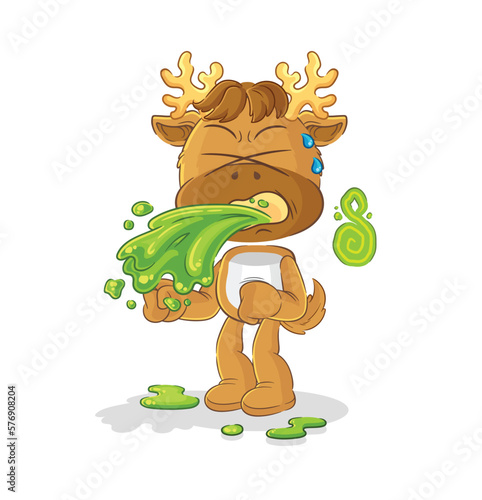 moose throw up cartoon. cartoon mascot vector