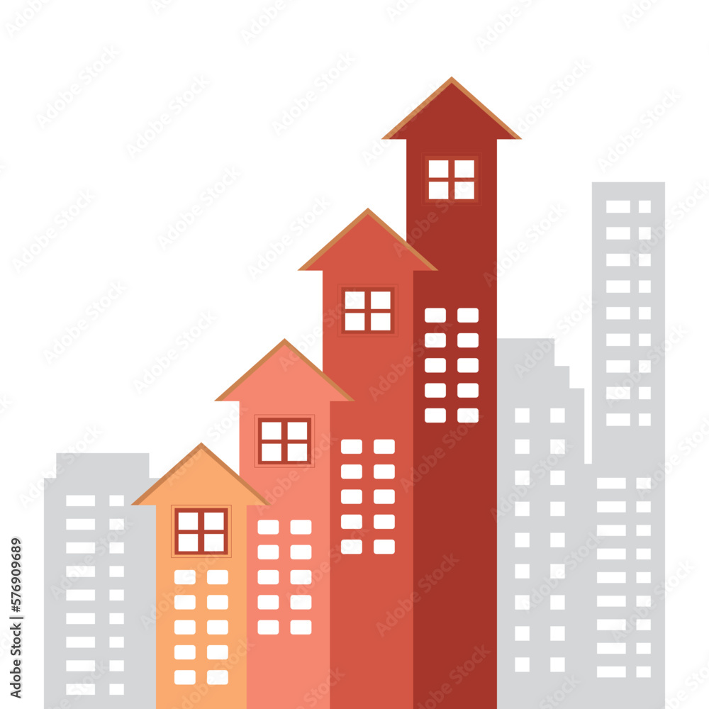 Housing price rising growth, real estate price rising up