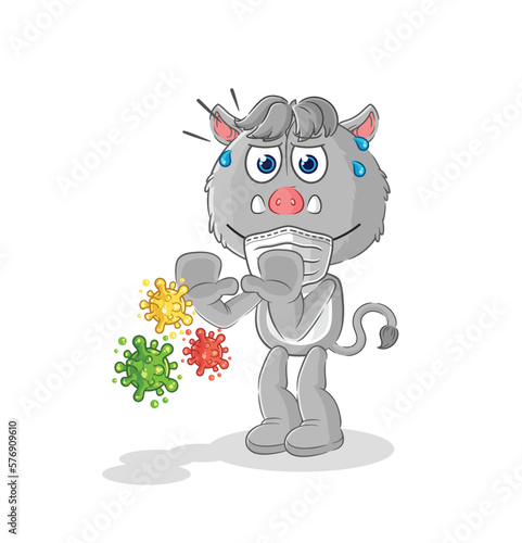 wild boar refuse viruses cartoon. cartoon mascot vector