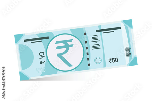 Indian 50 rupee currency note vector illustration