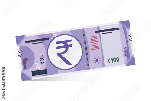 Indian 100 rupee currency note vector illustration