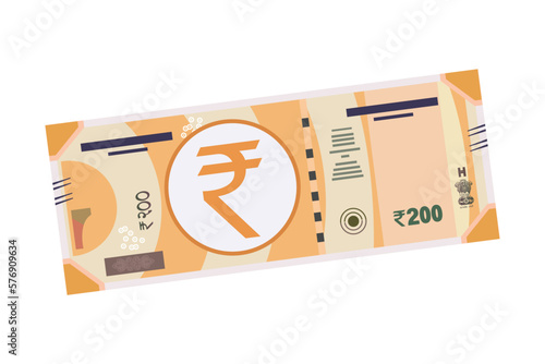 Indian 200 rupee note vector illustration