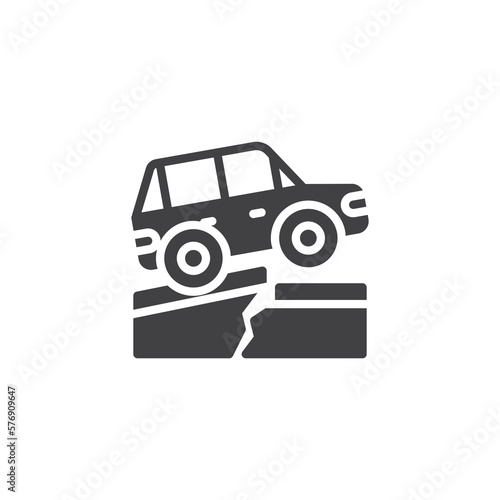 Earthquake car damage vector icon