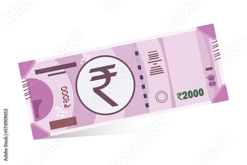 Indian 2000 rupee currency note vector illustration