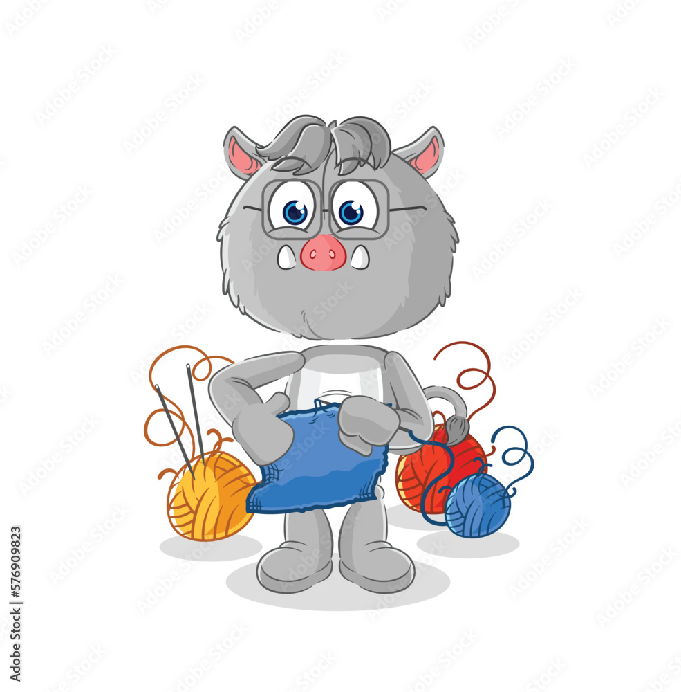 Fototapeta premium wild boar tailor mascot. cartoon vector