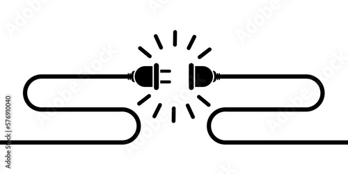Electric socket with plug vector illustration