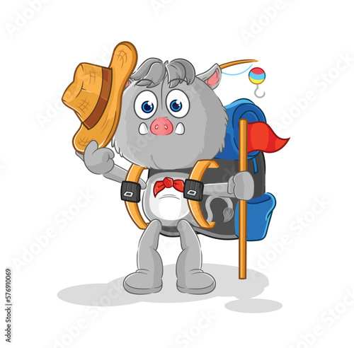 wild boar scout vector. cartoon character
