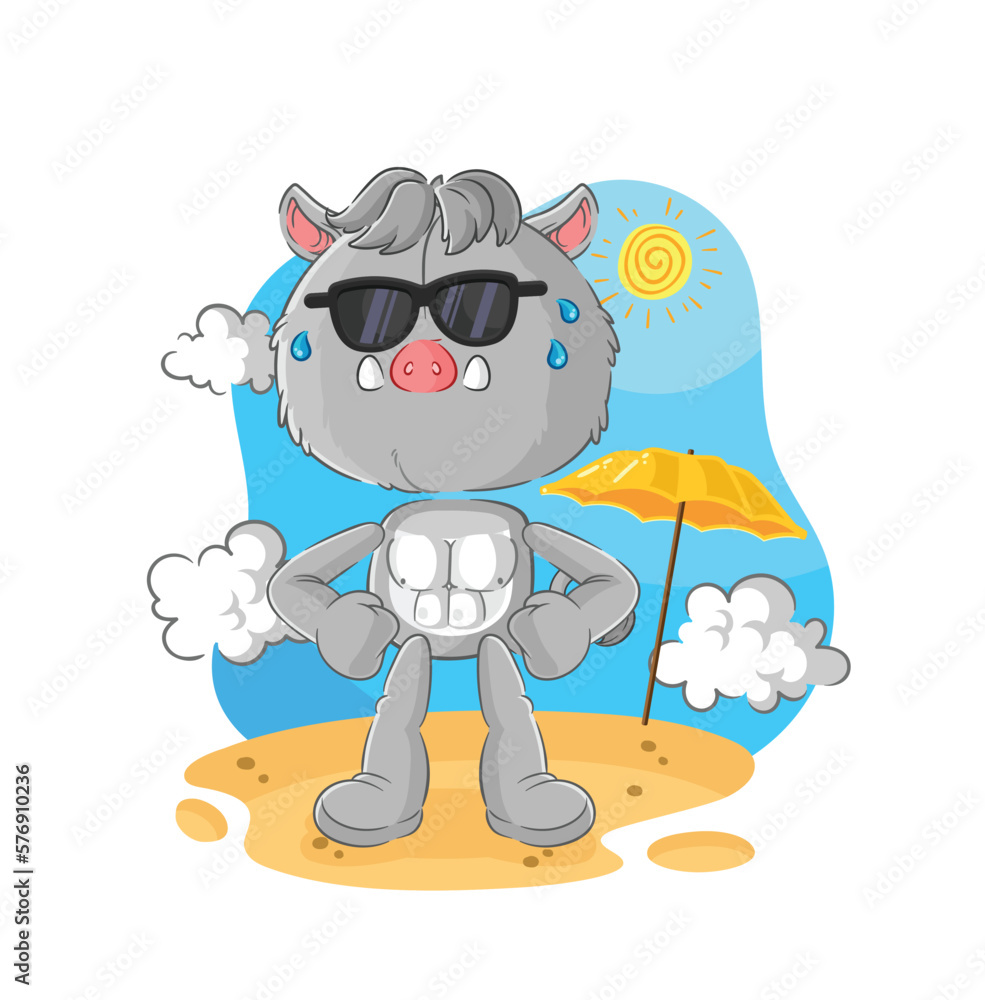 Obraz premium wild boar sunbathing in summer. character vector