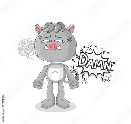 wild boar very pissed off illustration. character vector