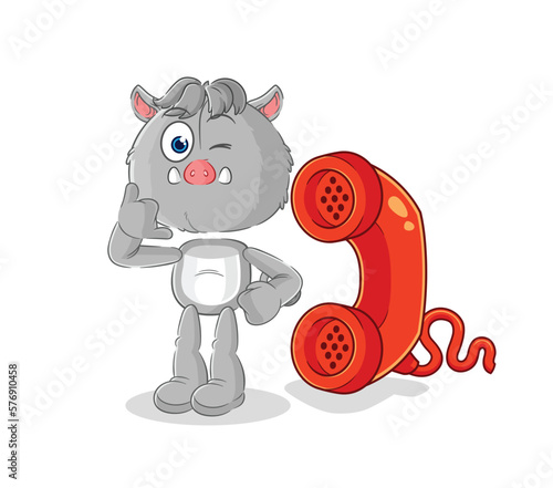 wild boar call mascot. cartoon vector