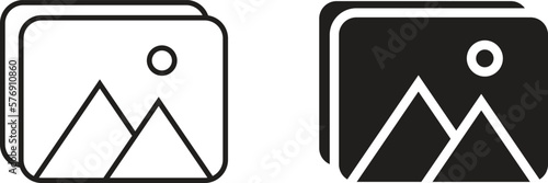 Photo icon simple trendy flat style line and solid Isolated vector illustration on white background. For apps, logo, websites, symbol , UI, UX, graphic and web design. EPS 10.