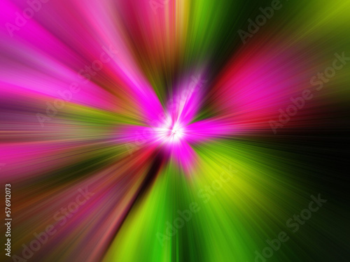 Abstract background with radiation or explosion. Colorful movement from the center spreads out to the sides.