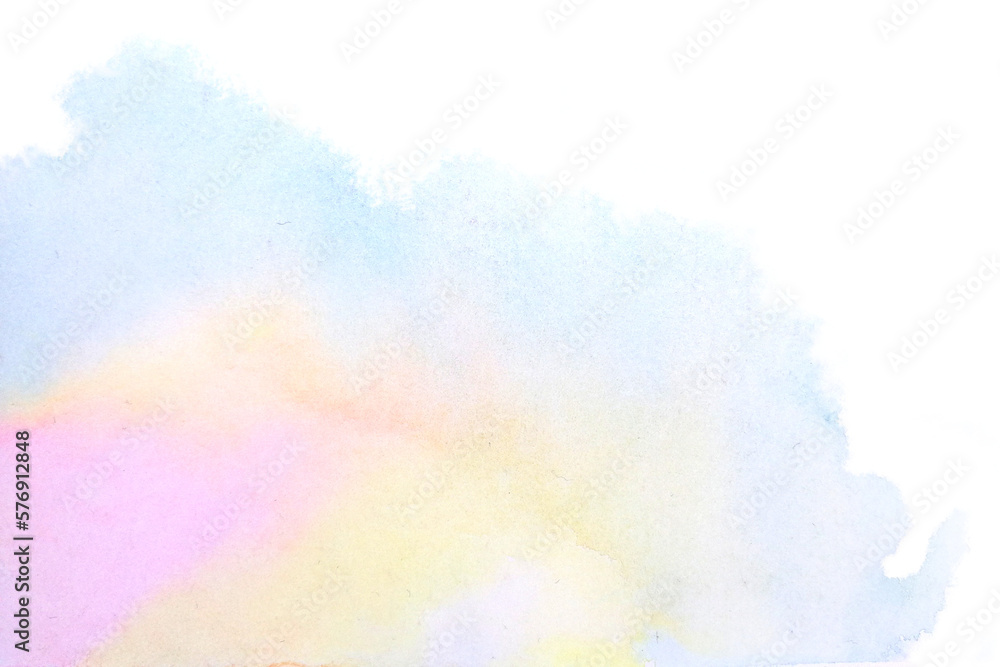 watercolor background painting brush hand drawn on paper pastel pink yellow and blue png.	