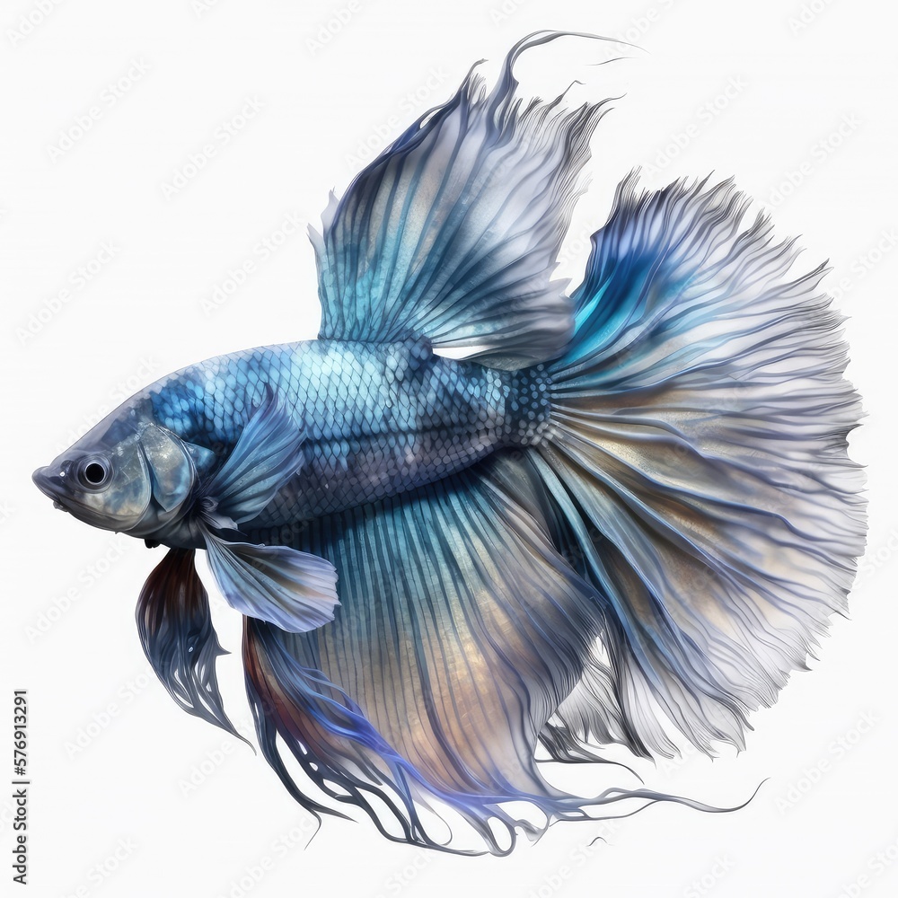 Fototapeta premium Phoenix Betta Fish. Isolated on White 
