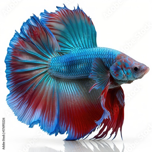 Double Tail Betta Fish. Isolated on White Background.