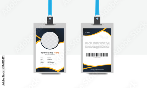 Creative business id card template with dark black and yellow colors