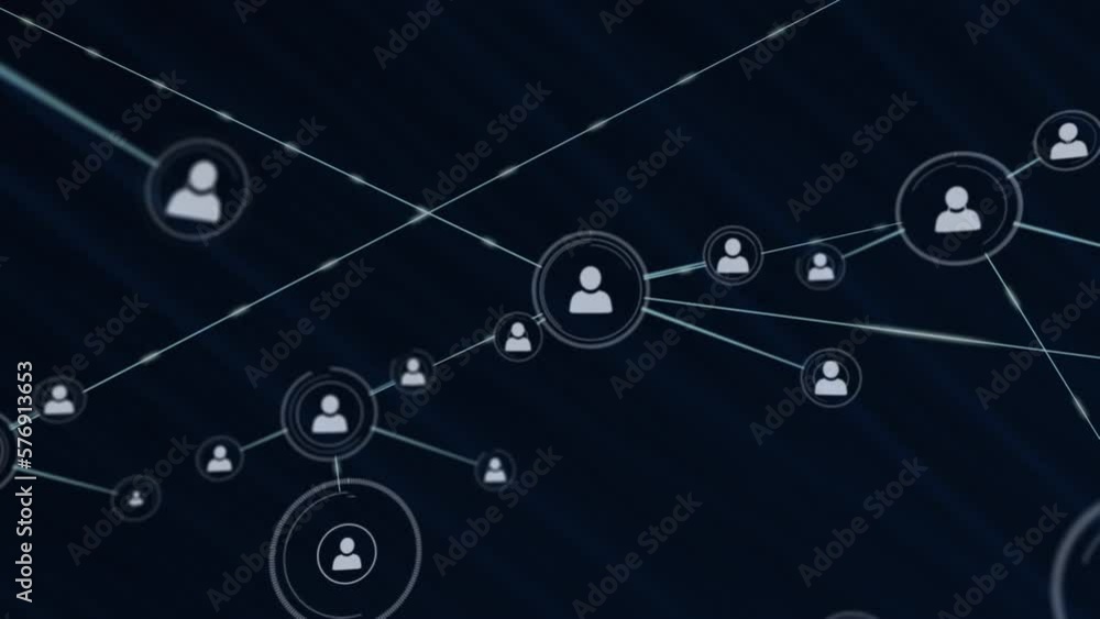 Animation of network of connections with icons Animation of network of connections with icons