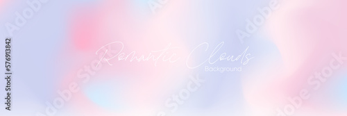 Romantic gradient pattern in smooth cute style. Gradient background with puffy clouds and sky decorative design. Vector abstract concept.