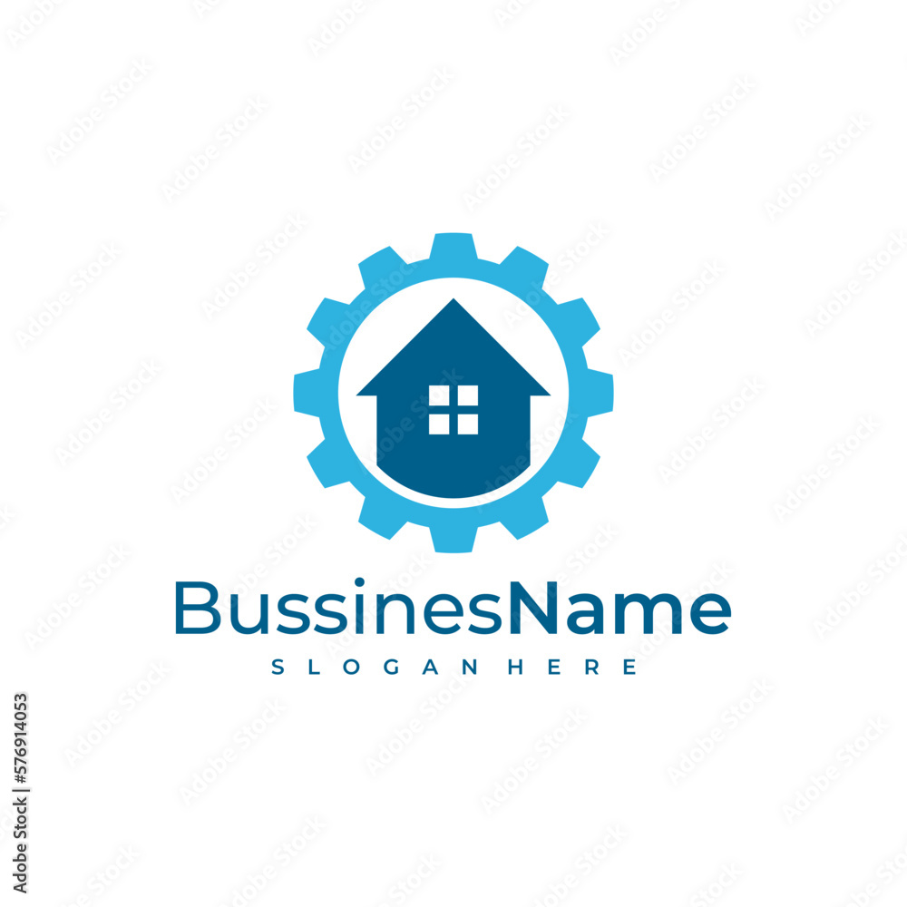 Gear House logo vector template. Creative House logo design concepts