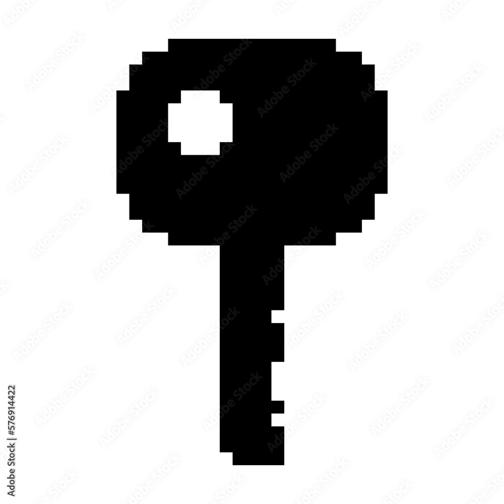 Key modern icon black-white vector pixel art icon Key modern icon black-white vector pixel art icon