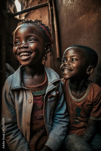 Portrait of 2 African American children. generate by ai