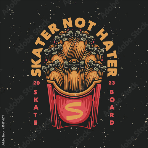 vector illustration skater not hater for t shirt design