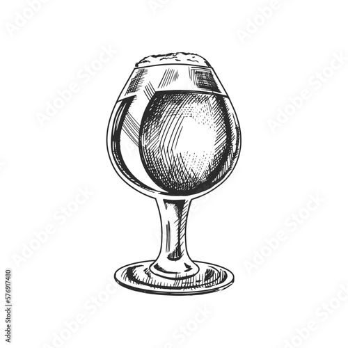 Hand-drawn sketch of  beer glass isolated on white background. Vector vintage engraved illustration.