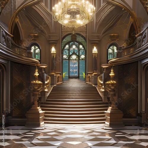 a spacious entryway with a grand staircase2  Generative AI