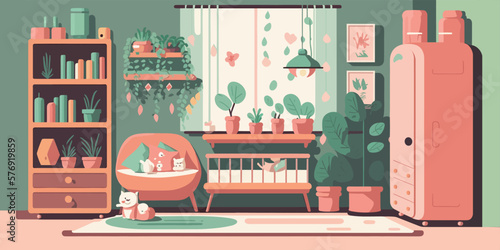cute baby cosy babyroom interior background window furniture